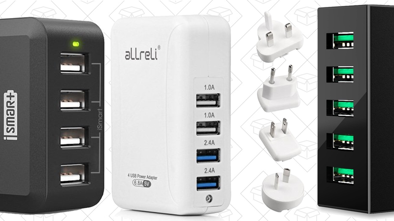 RAVPower 40W 4-Port Charger, $10 with code VWDTVK4W | aLLreLi 34W International USB Hub, $13 with code 9ISVMYC3 | Aukey 50W 5-Port Hub, $13 with code AU5POWER
